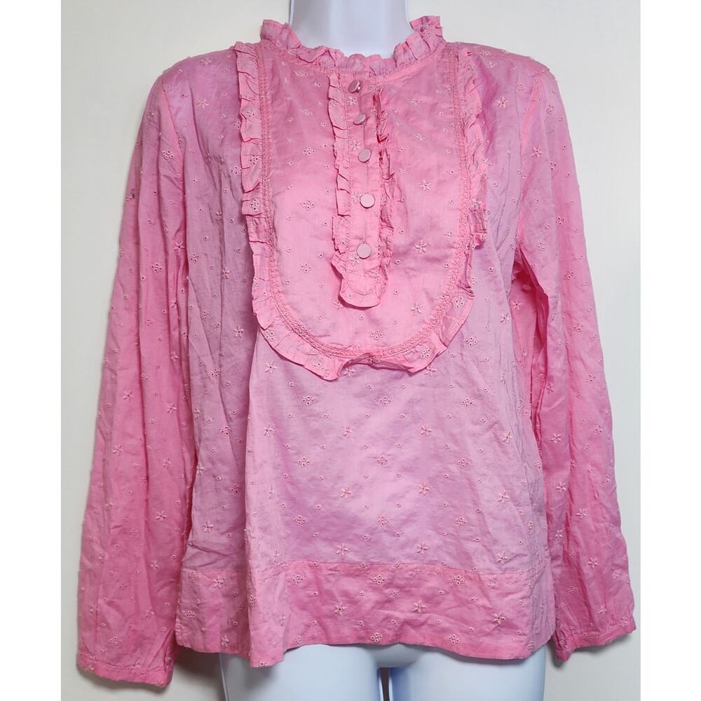 J. CREW Eyelet Ruffle Cottagecore Romantic Feminine Blouse M